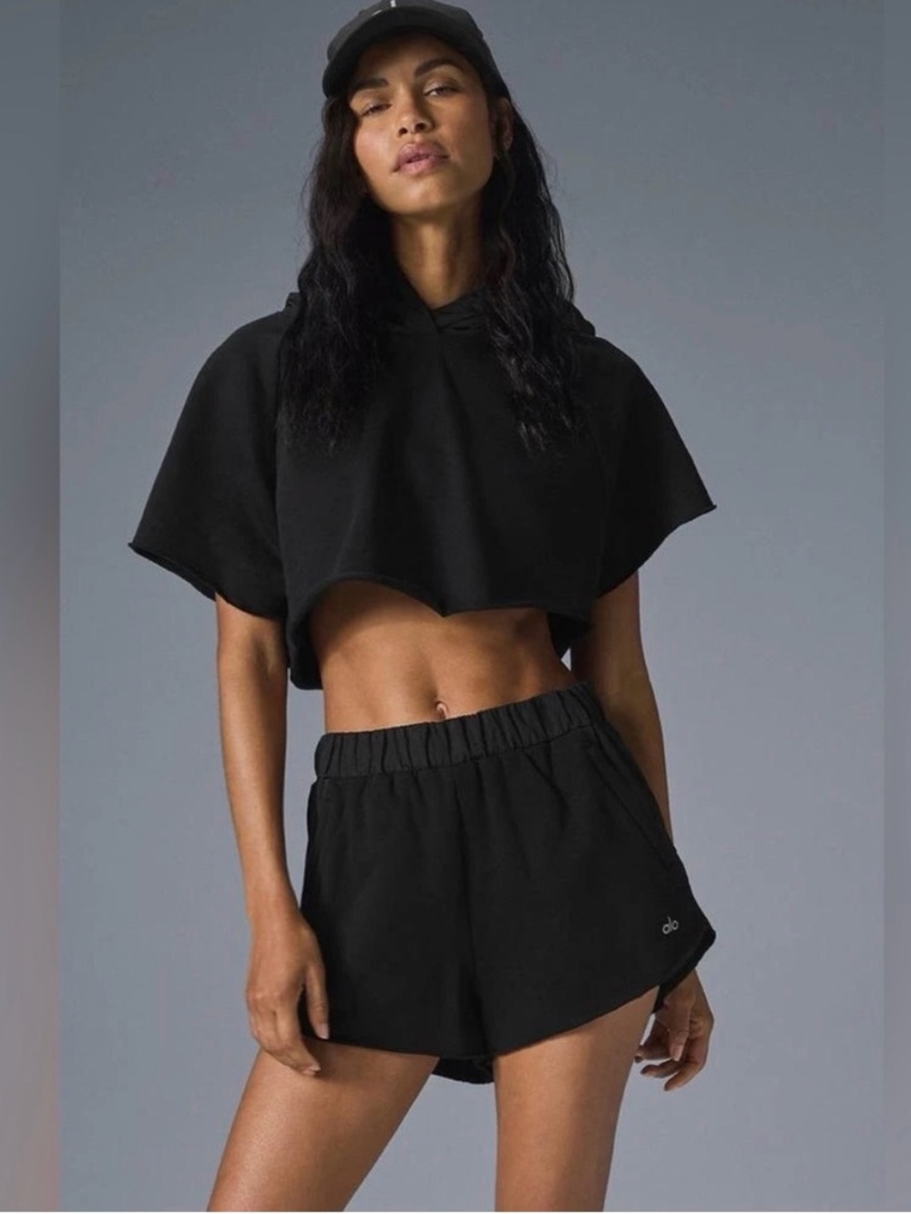 ALO Yoga Cropped In The Air Short Sleeve Hoodie M